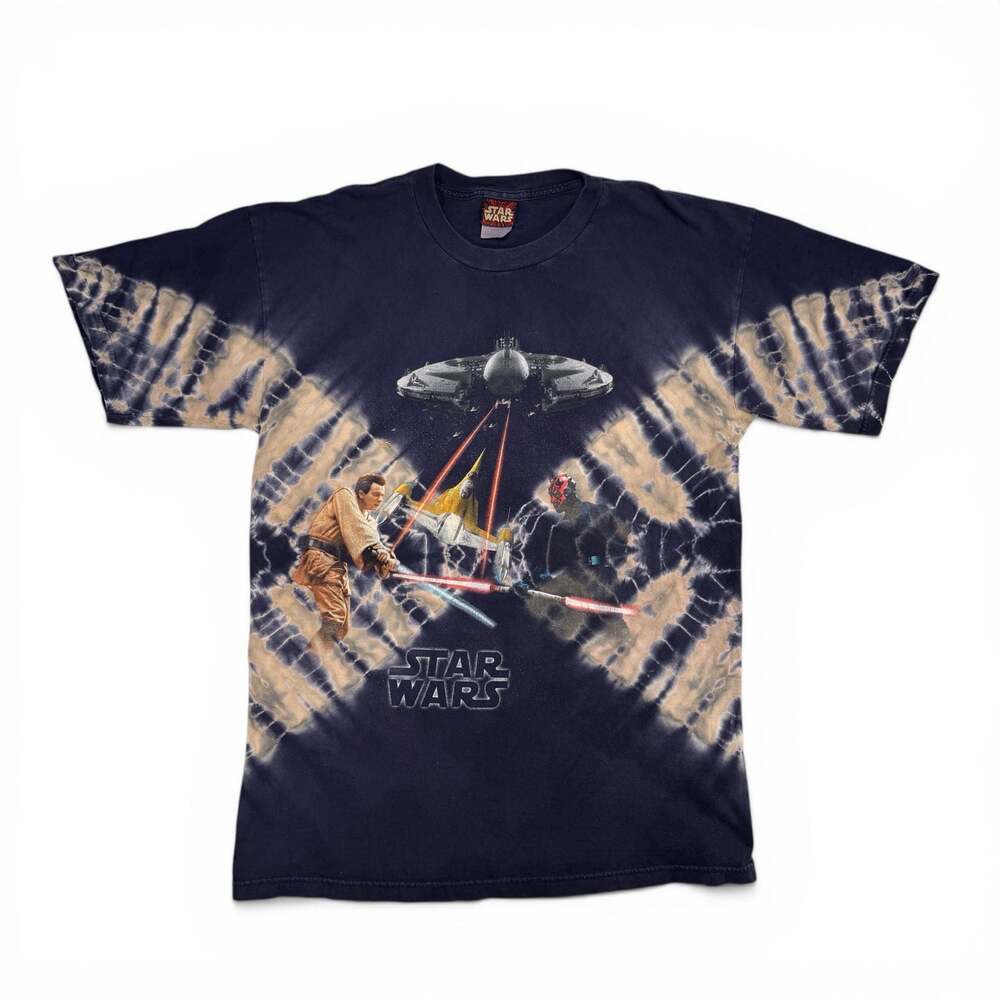 Vintage Star Wars Episode I The Phantom Menace Obi-Wan v Darth Maul Shirt Size L